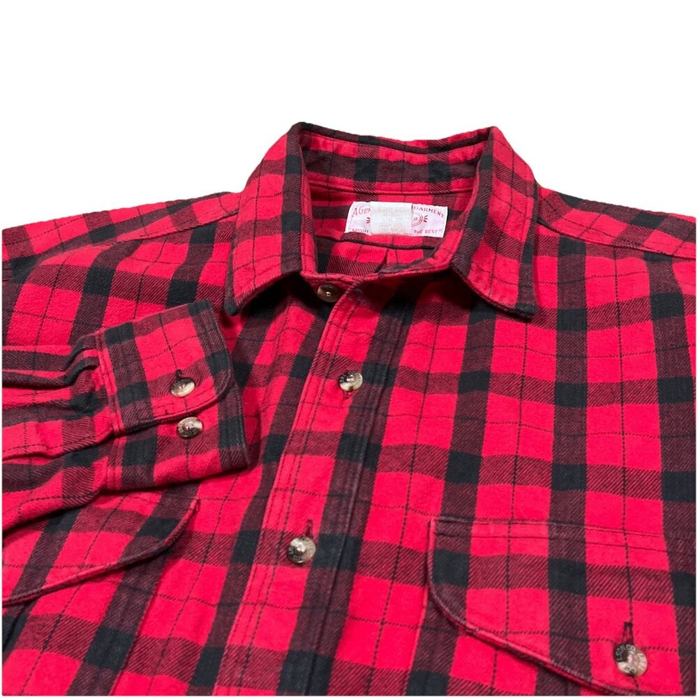 Vintage CC Filson Co Heavy Weight Flannel Plaid Shirt Red Sz Large Buffalo Check